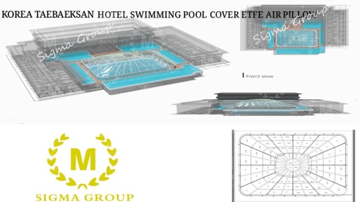 韩国太白山酒店游泳池盖ETFE空气枕
