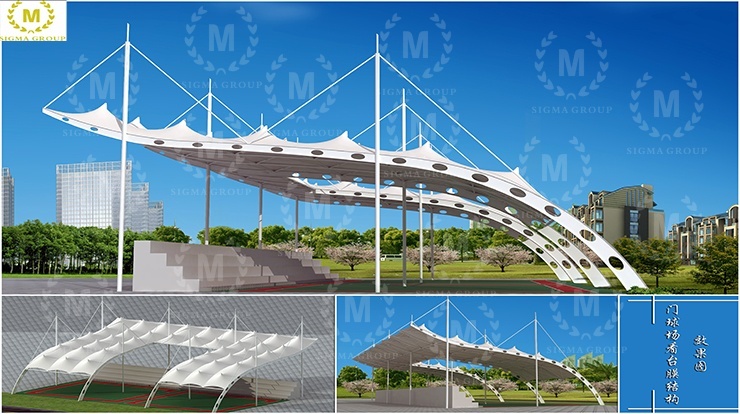 Gate stadium viewing membrane structure